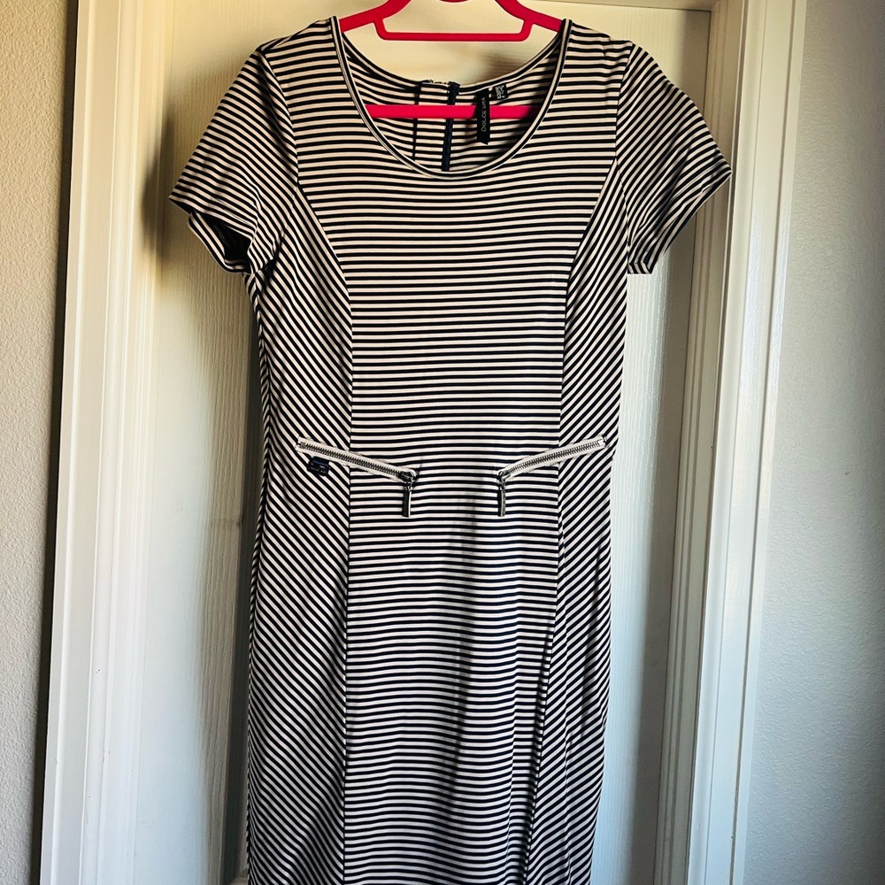 Dolce Vita Black and White Striped Midi Dress